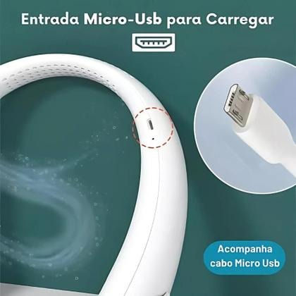 Miniatura: Ventilador de pescoço flexível portátil de 3 velocidades, recarregável,  branco