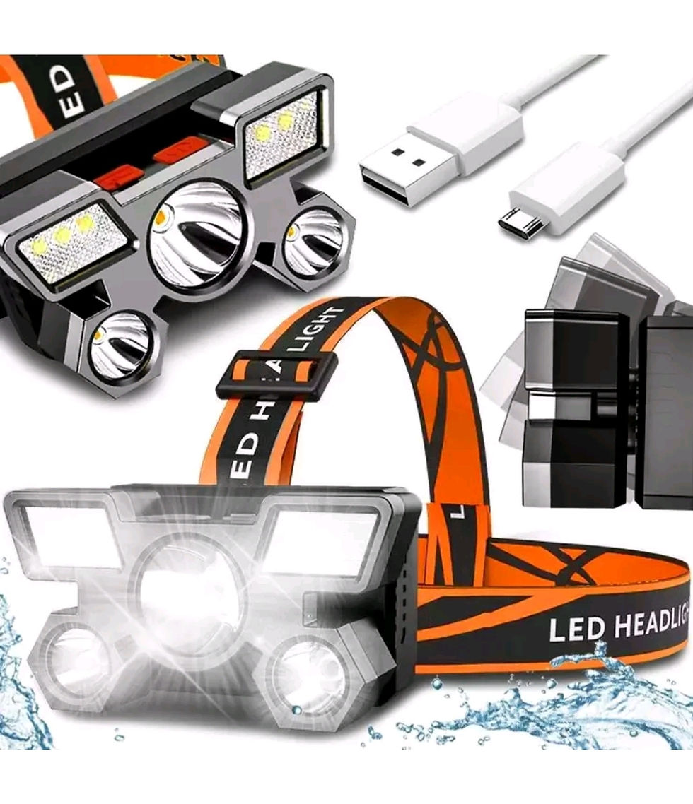 Miniatura: Lanterna de Cabeça 5Leds Recarregável a prova d'água  USB B2T