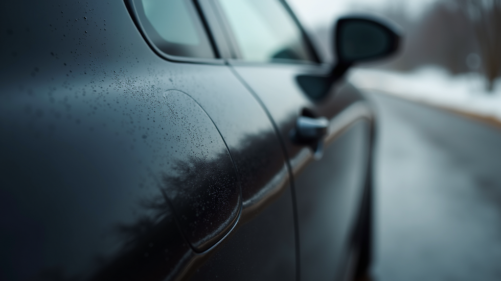 Close-up view of a car exterior highlighting a scratch