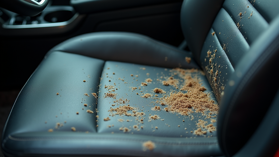 Close-up view of mold growth on a car seat
