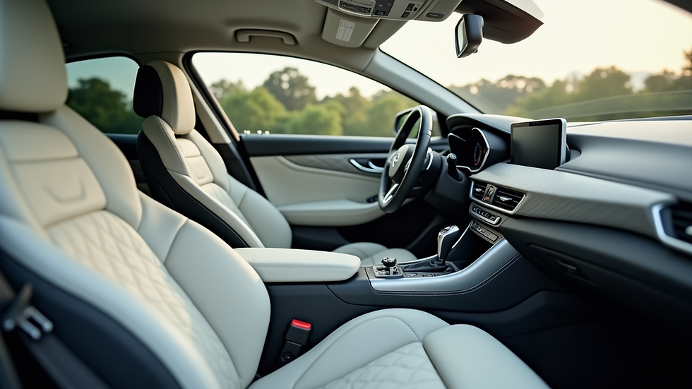 Eye-level view of a pristine car interior after detailing