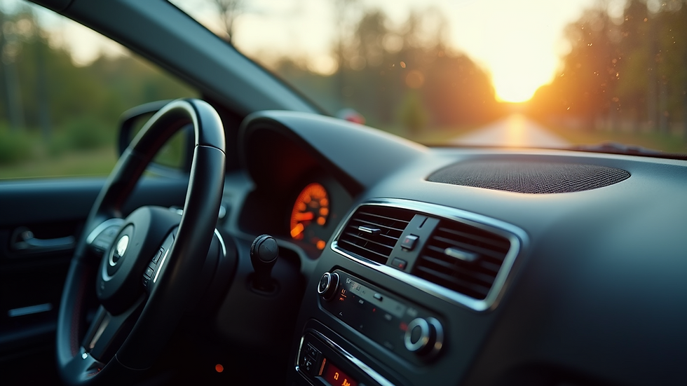 Close-up view of sparkling clean car dashboard.
