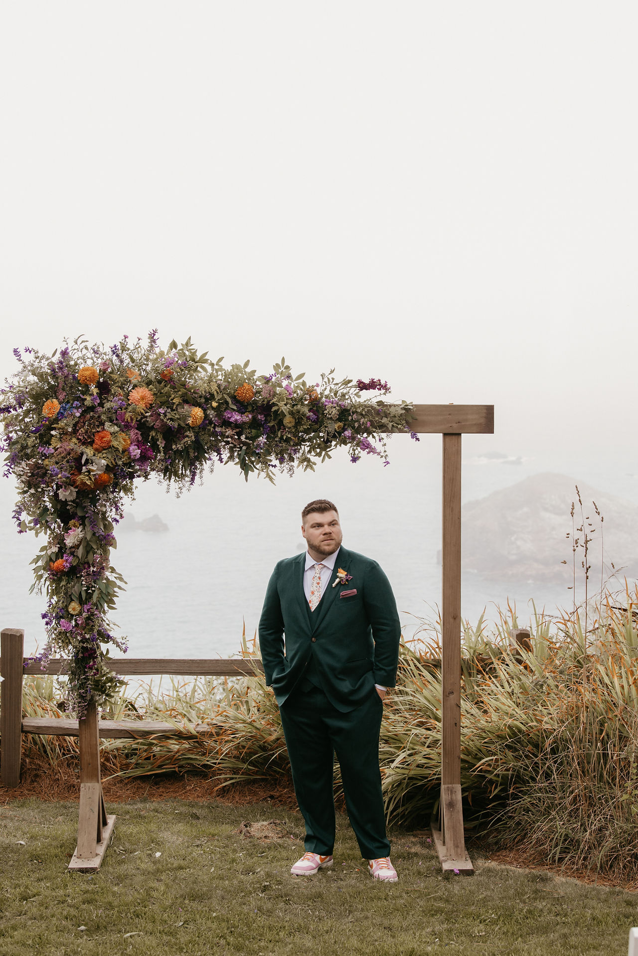 Groom waiting for his bride to walk down the aisle.