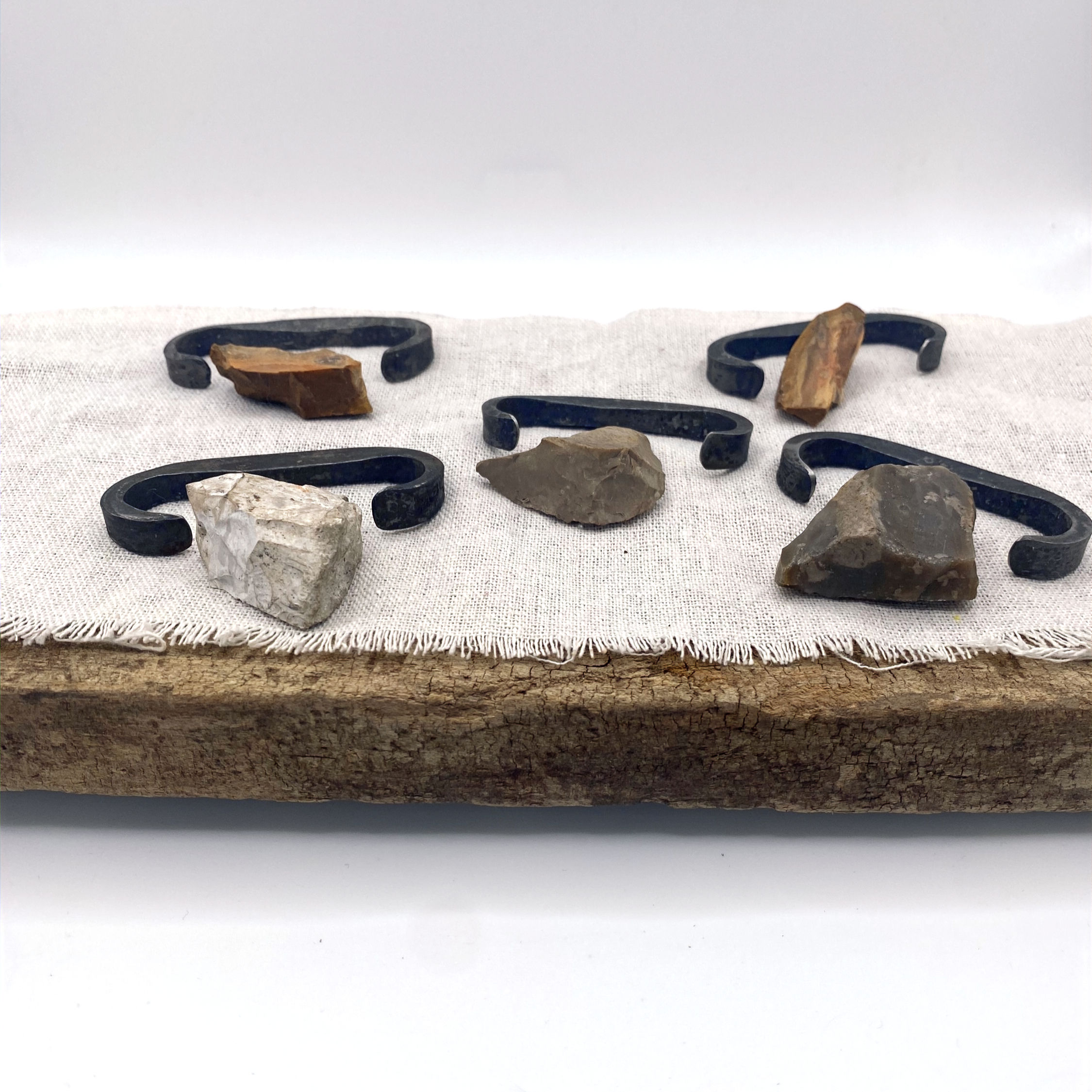 Handcrafted steel fire strikers and flint