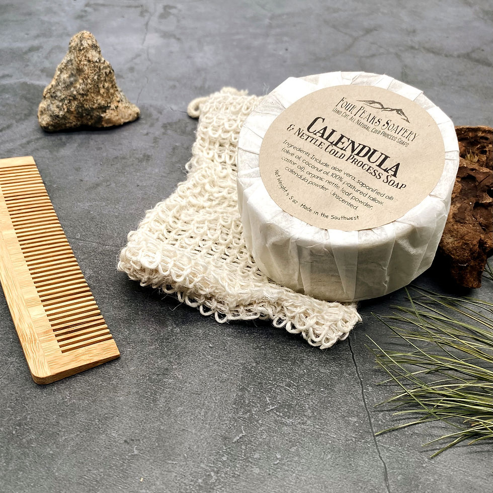 Bamboo beard comb, natural soap and sisal soap bag