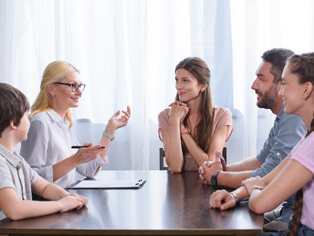 Family mediation cost discussion with mediator and couple
