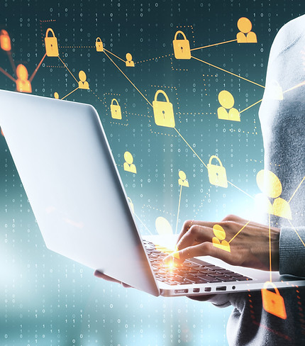 side-view-and-close-up-of-hacker-hand-using-laptop