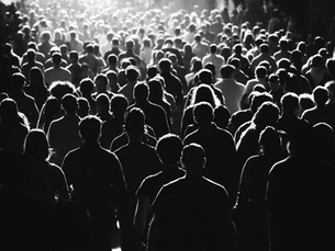 Silhouette of a large crowd of people