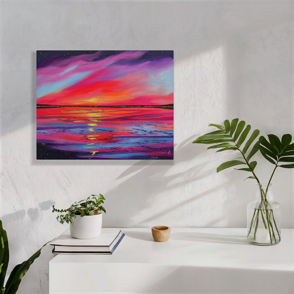 Thumbnail: Sunset Coastline Landscape - Original Painting on Canvas - Carla Nelson Studio 