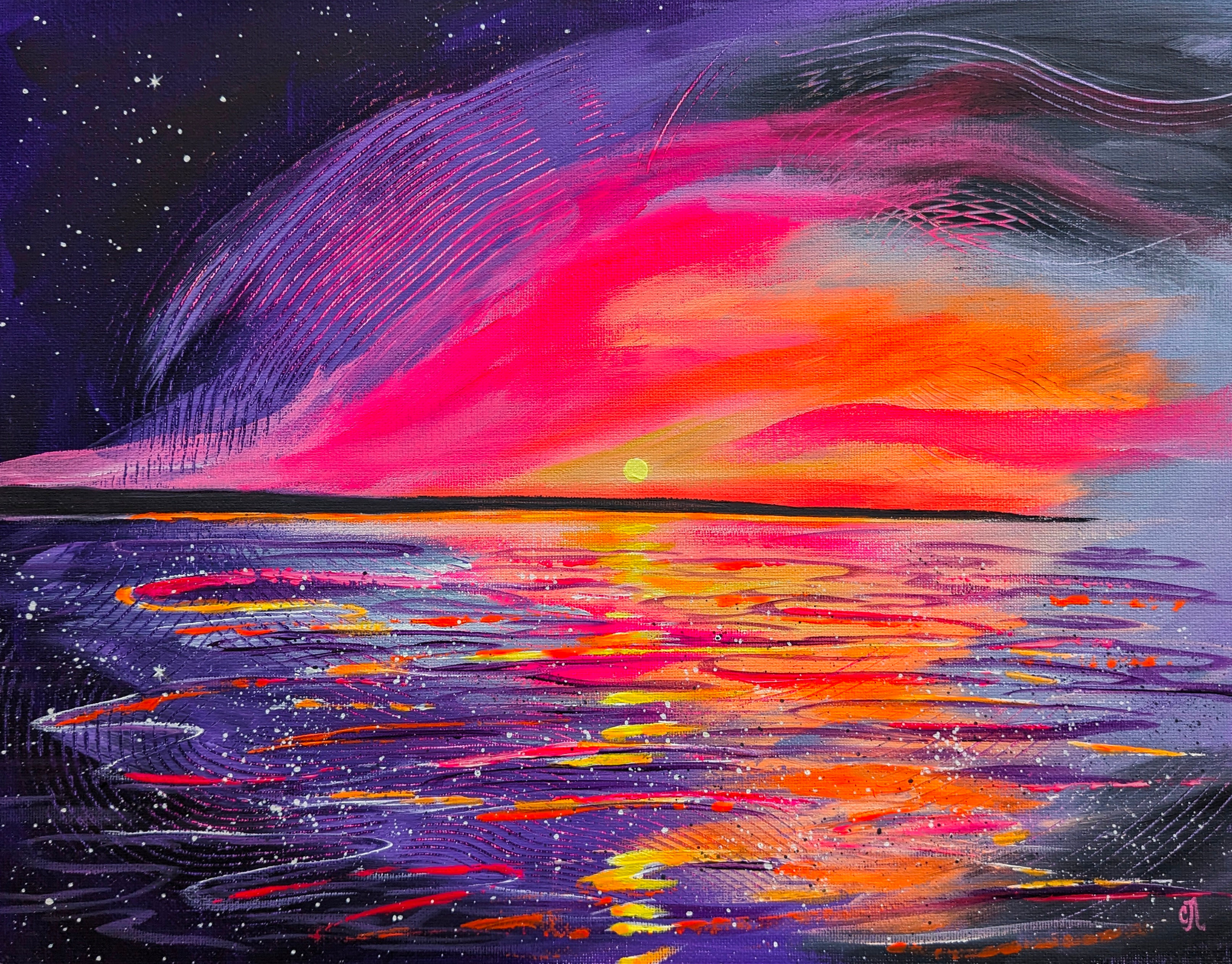 Sunset Coastline Landscape - Original Painting on Canvas - Carla Nelson Studio