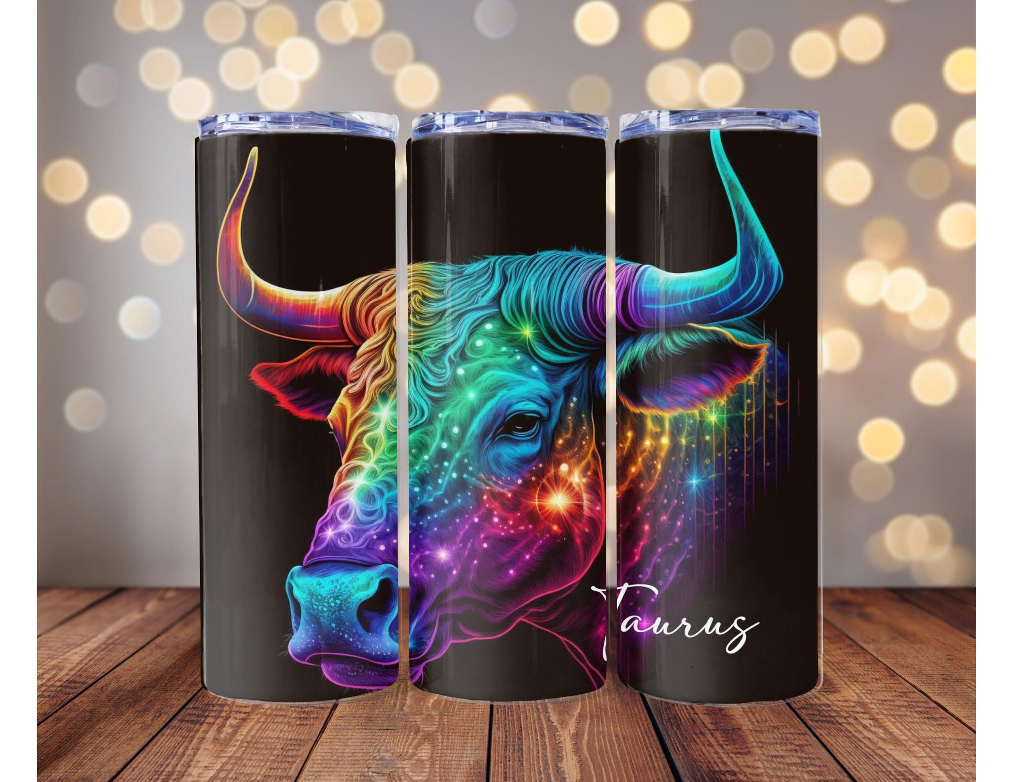 Taurus zodiac. 20 oz printed tumbler with stainless steel straw. Silicone tip.