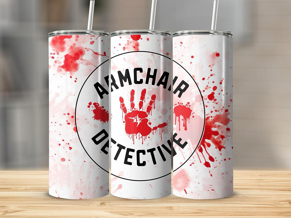 Thumbnail: True Crime. Detective. Coffee . 20 oz printed tumbler with stainless steel straw