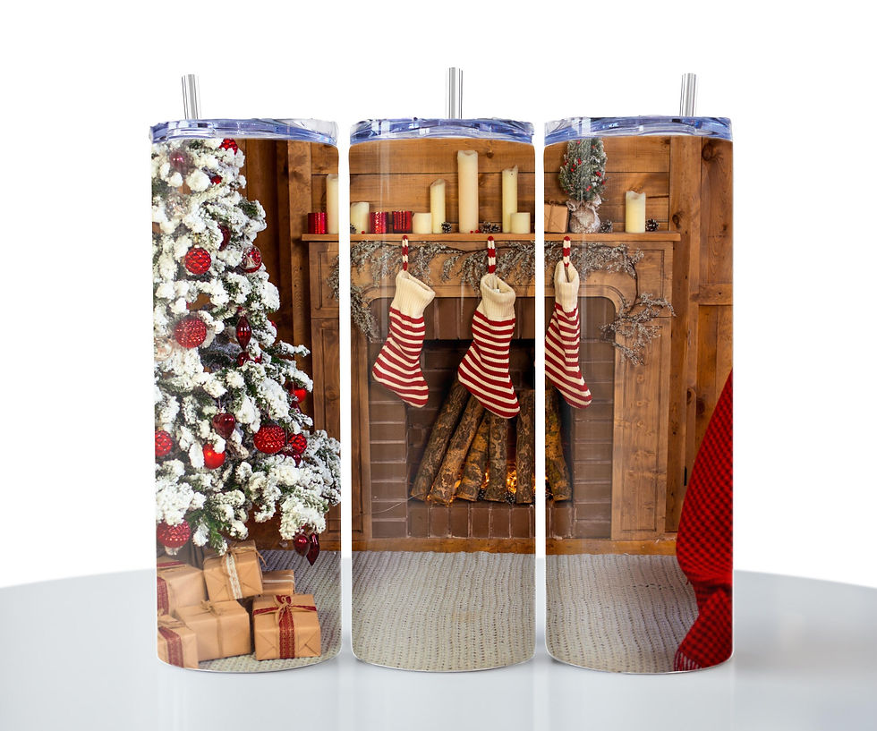 Thumbnail: Christmas. 20 oz printed tumbler with stainless steel straw. Silicone tip.