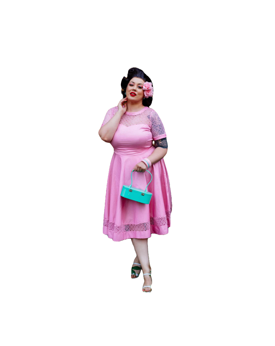 Robe swing Tess crochet light pink