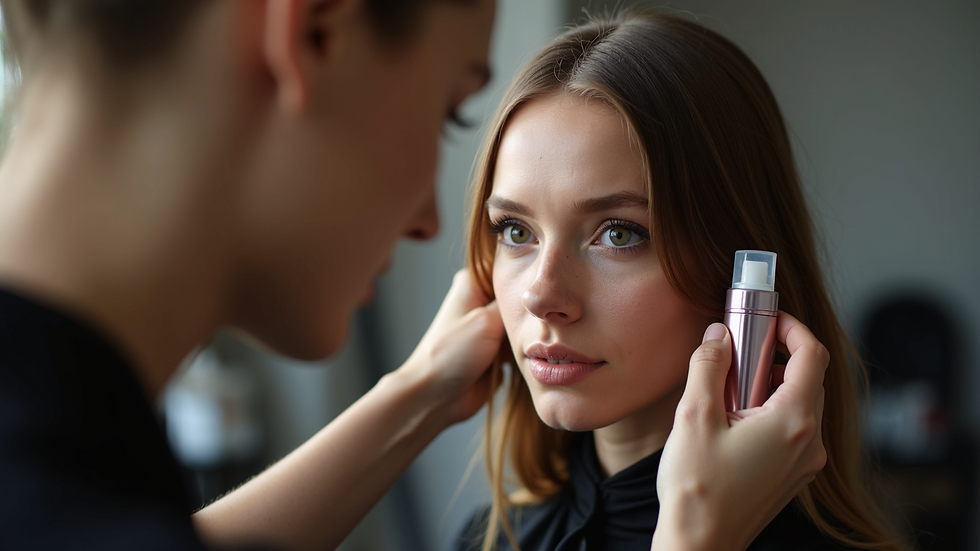 Close-up view of a stylist working with hair products