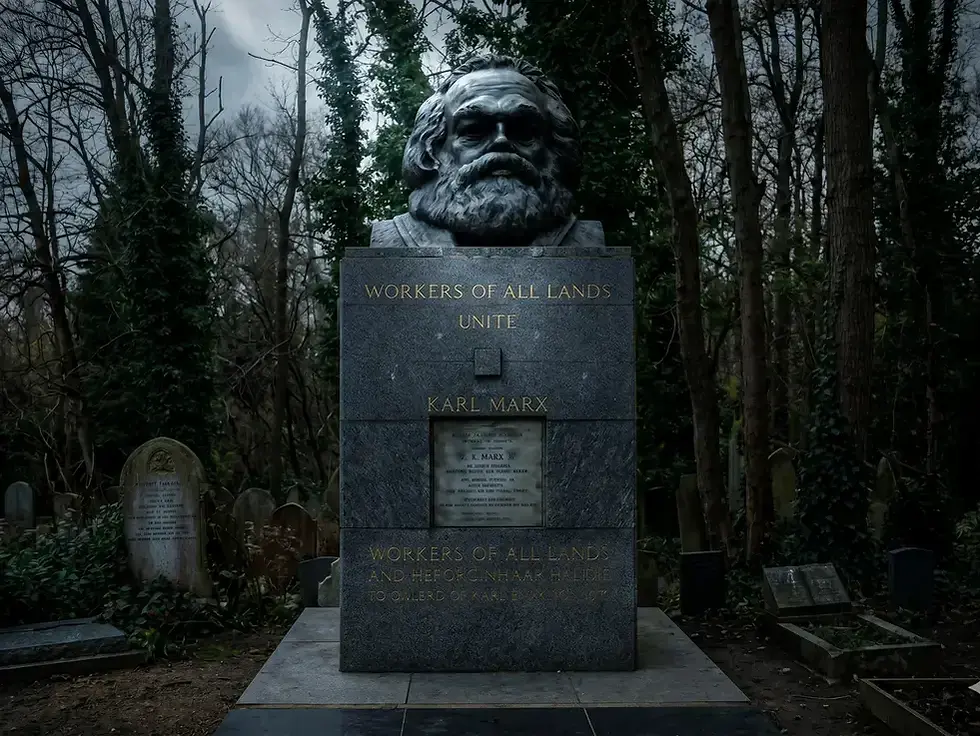 Karl Marx tomb at Highgate Cemetery exploring knowledge and the knower.