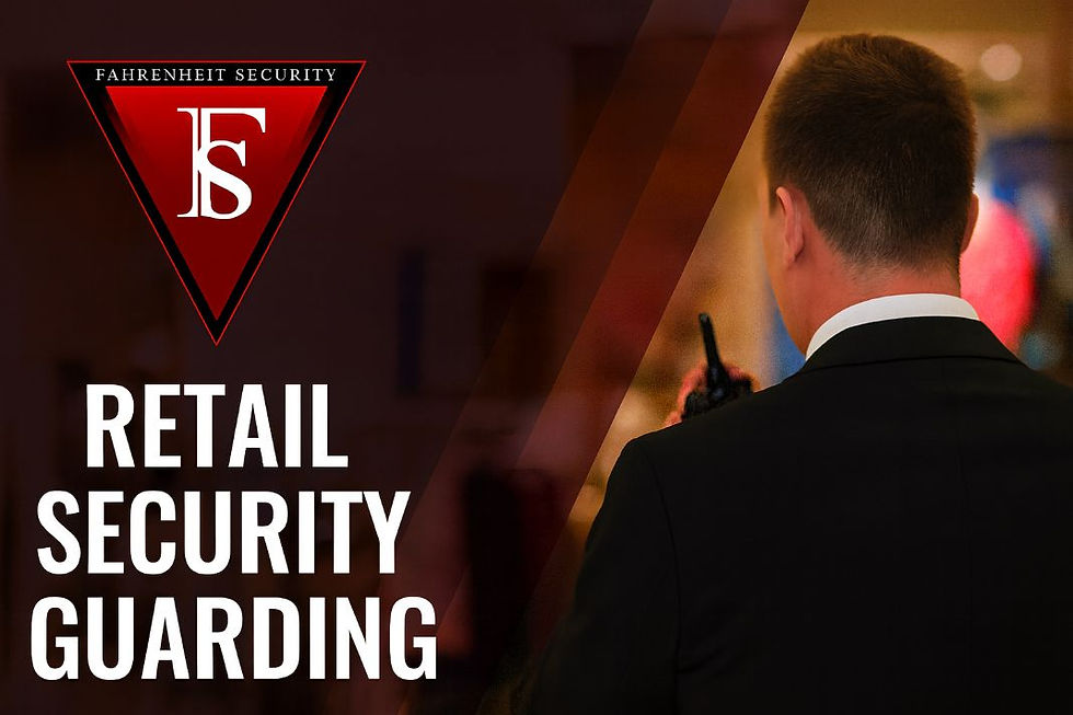 A graphic highlighting retail security guarding services by fahrenheit security