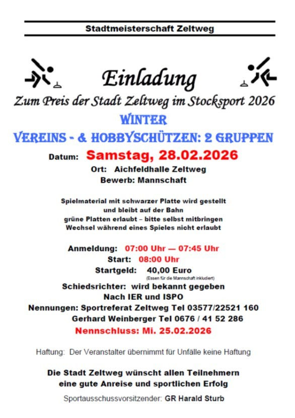  Eisstocksport: Stadtmeisterschaft 2026