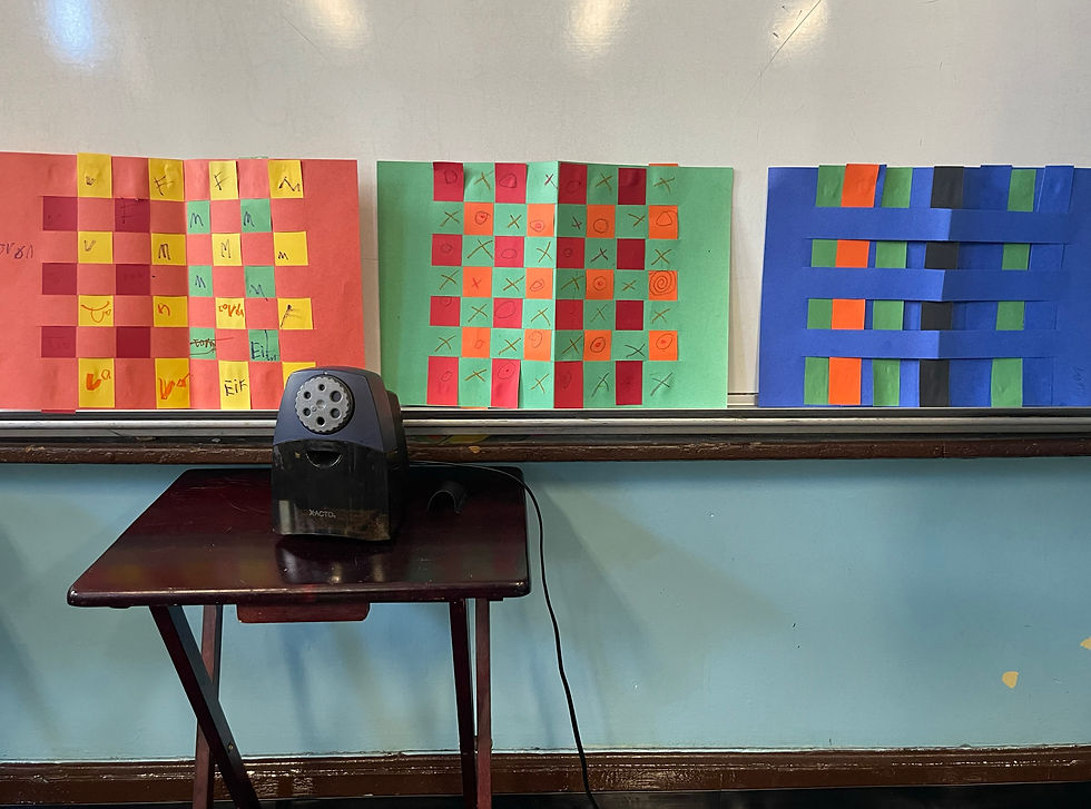 Work set up for mid session critique, with pencil sharpener. Photo Dennis Buonagura.