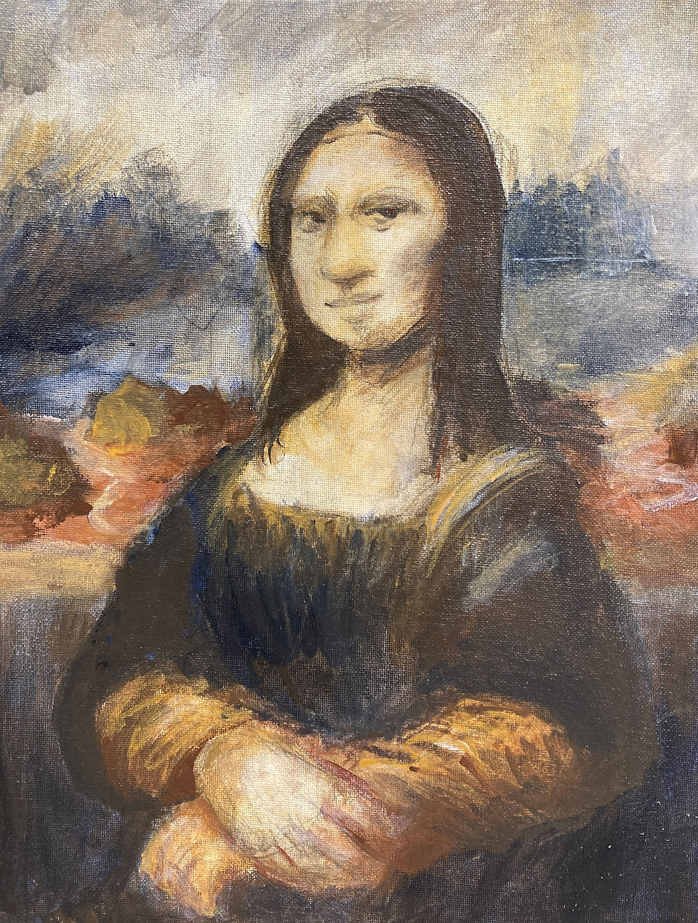 Clementine Finn, Mona Lisa Painting with acrylic glazing