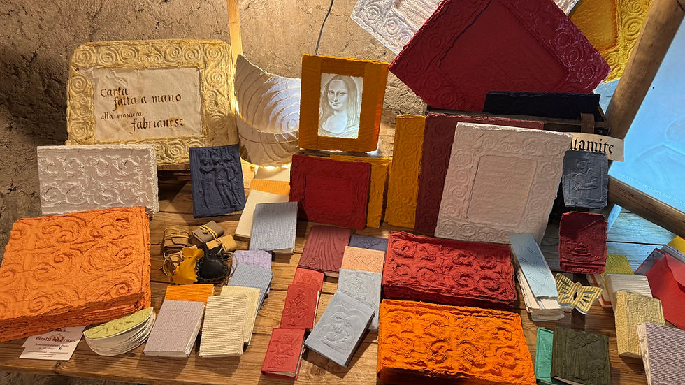 Handmade paper art objects. Note my notebook is left middle! Photo by Catherine de Zagon.