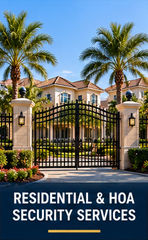 Gated residential community representing professional residential and HOA security services
