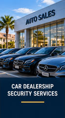Automotive dealership and vehicle lot representing professional car dealership security services