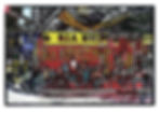 Hand-painted reduction woodcut print of Bia Hoi street scene, Hanoi — Oil and Water series