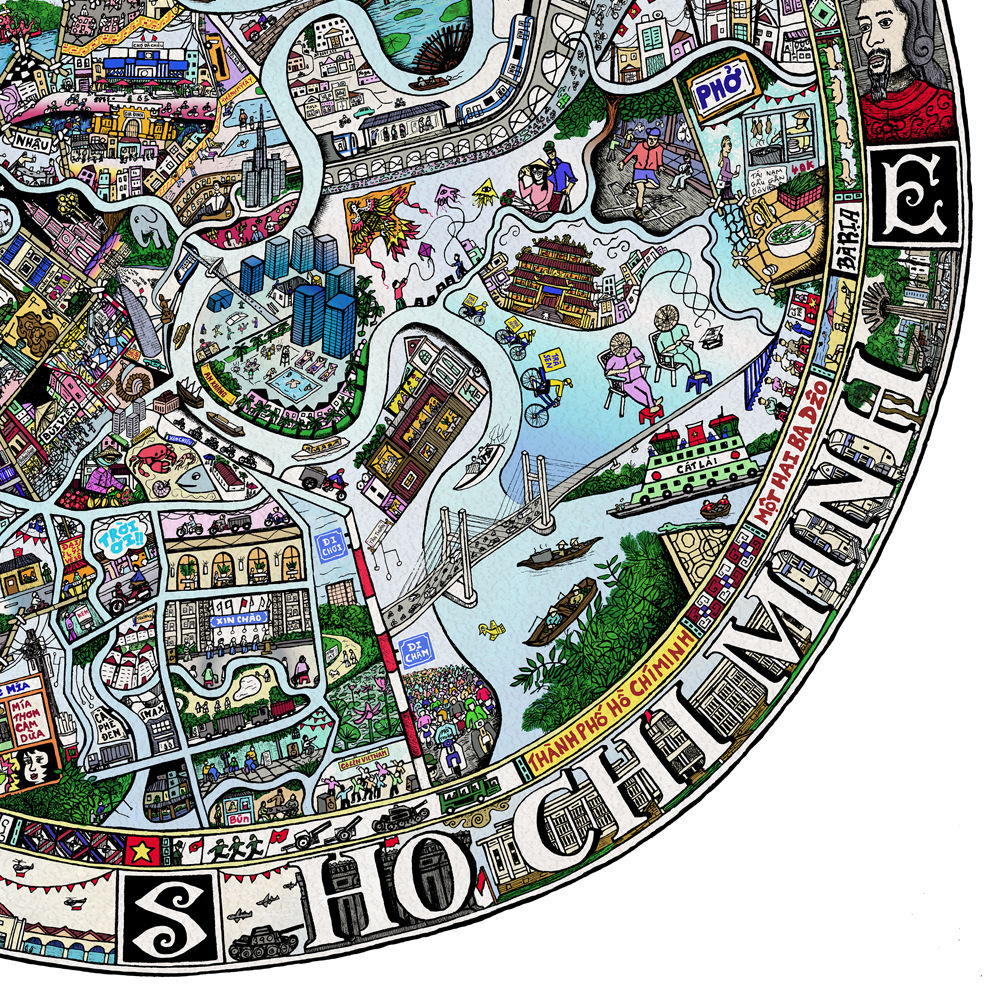 Saigon Compass — detailed map illustration of Ho Chi Minh City by Jack Clayton
