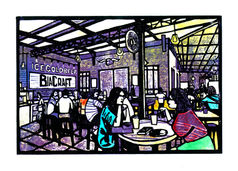 Custom woodcut print designed and created by Jack Clayton for Mekong Capital investments