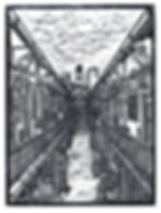 Hao Sy Phuong, 60x80cm 2024. Single layer woodcut depicting the first floor view of apartments.