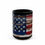 Thumbnail: Front view of 15 oz Black ceramic coffee mug with distressed American flag design – patriotic and vintage-style mugs