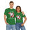 Thumbnail: Couple Wearing our Flexible Santa Stretching Christmas T-Shirt - Merry Christmas in white text on Irish Green Tee.