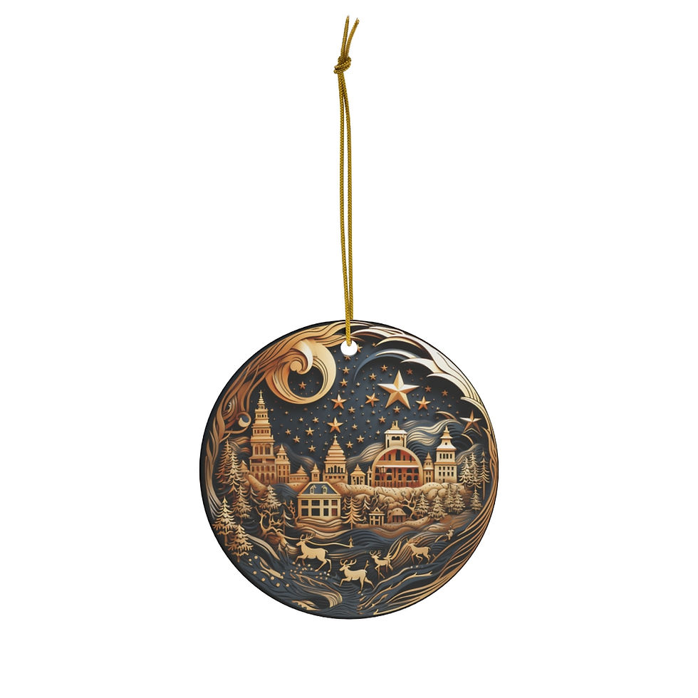 Festive Workshop & Winter Wonderland Ornament, Jolly Santa's Magical Tree Decor.