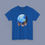 Thumbnail: A royal blue colored graphic t-shirt featuring eco unity earth design symbolizing sustainable living