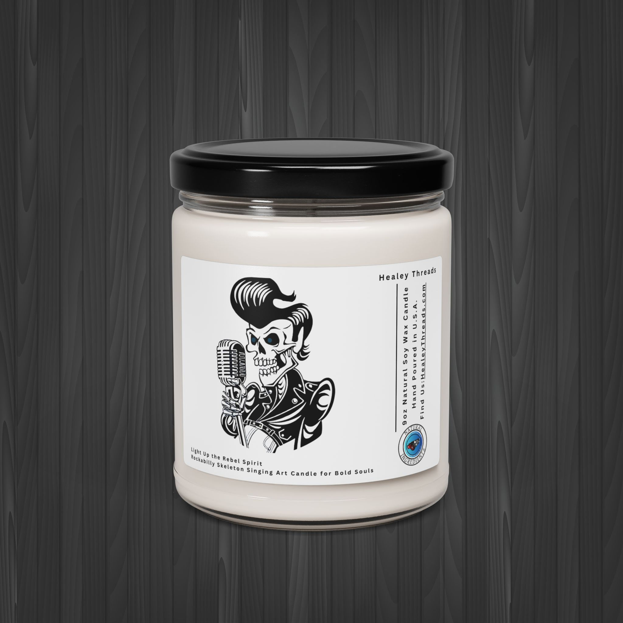 Rockabilly Skeleton Singing Candle – 9oz Soy Wax Home Décor