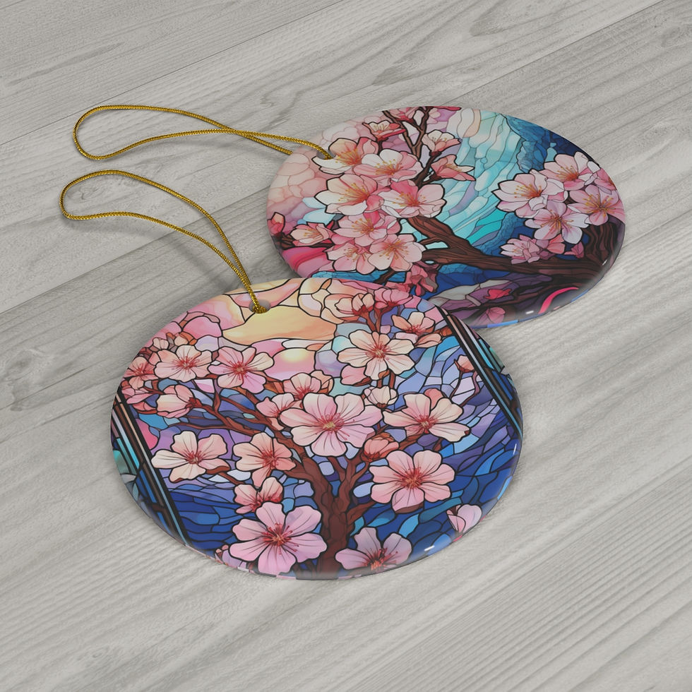 Two Vibrant Cherry Blossom Christmas Ornament – Stylish Tree Decorations for Xmas.

