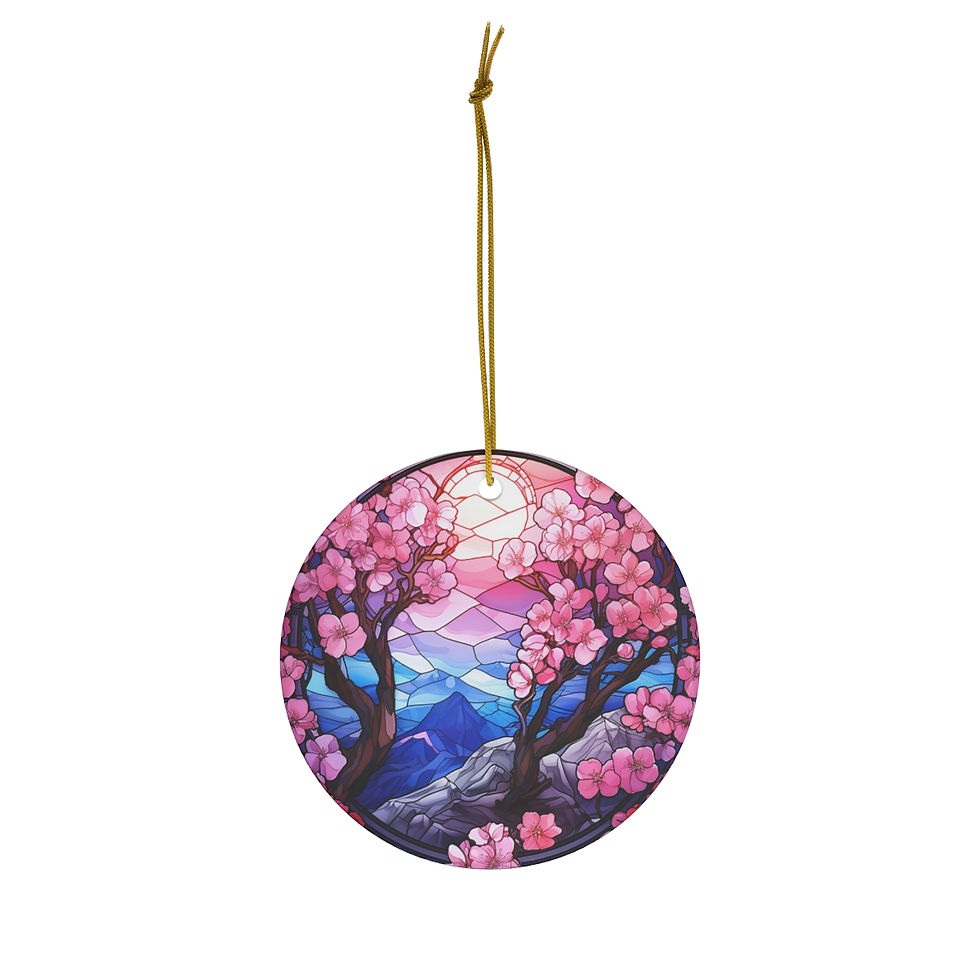 Single Vibrant Cherry Blossom Christmas Ornament – Stylish Tree Decorations for Xmas.
