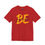 Thumbnail: Empowering BE yourself red T-shirt with yellow brushstroke and black script font.
