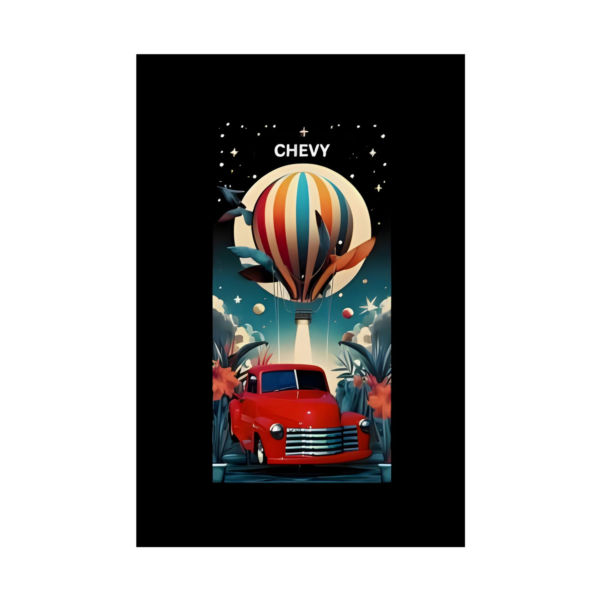Retro Chevy Balloon Lift-Off – Vintage Americana Wall Art