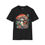 Thumbnail: Black t-shirt with a  large graphic of red/white mystic mushrooms and detailed, colorful psychedelic flora