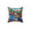 Thumbnail: Beautiful Small Village Painting Design - Unique Home Decor Housewarming Pillow.