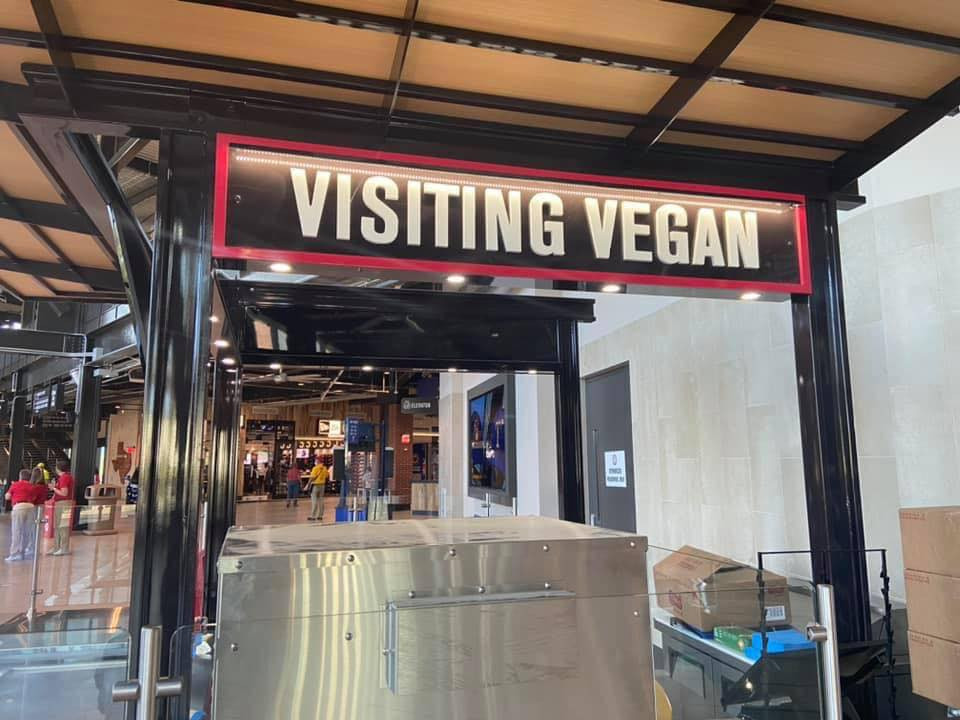 A picture of the Visiting Vegan sign