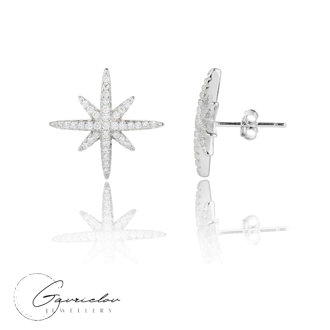 עגילי כוכב מכסף