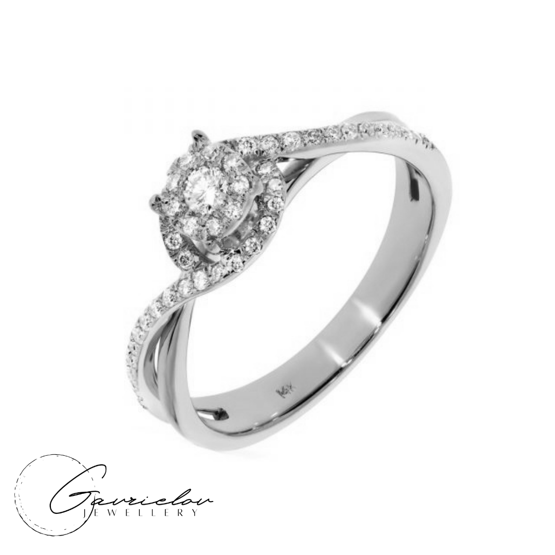 טבעת אירוסין זהב לבן יהלומים