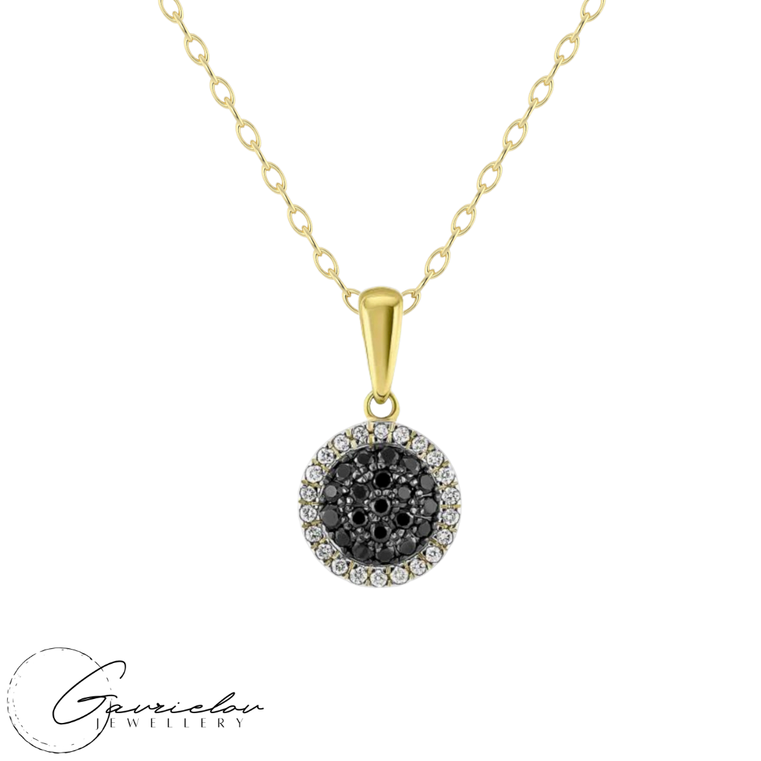 תליון זהב יהלומים שחורים