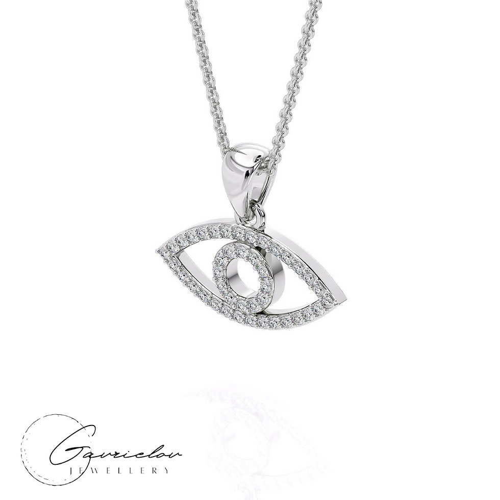 תמונה ממוזערת: שרשרת זהב לבן משובצת עין הרע