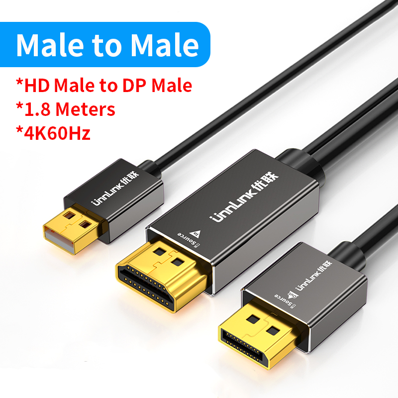 Miniature : Unnlink HDMI to DisplayPort 1.2 Cable | 4K@60Hz Converter for DP Monitors (1.8m)