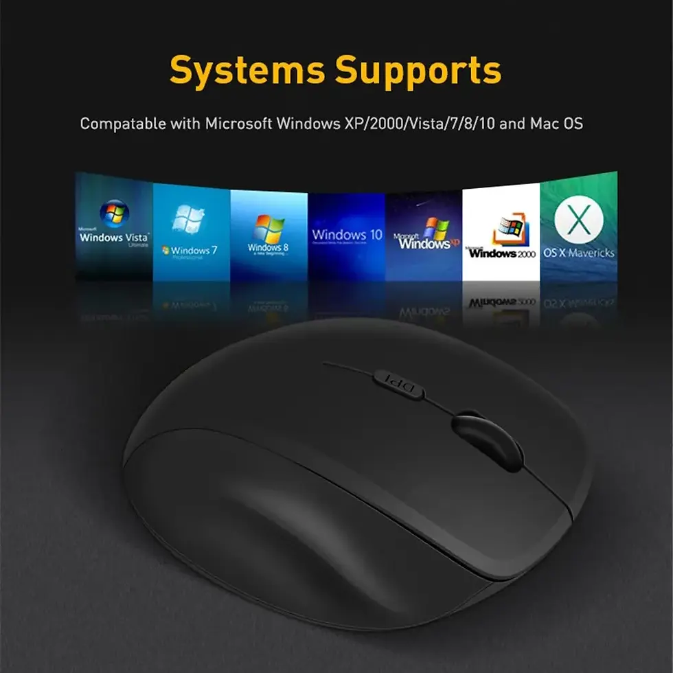 Miniatura: Wireless Ergonomic Mouse | 2.4GHz Optical 6-Button Mouse with USB Receiver – 1