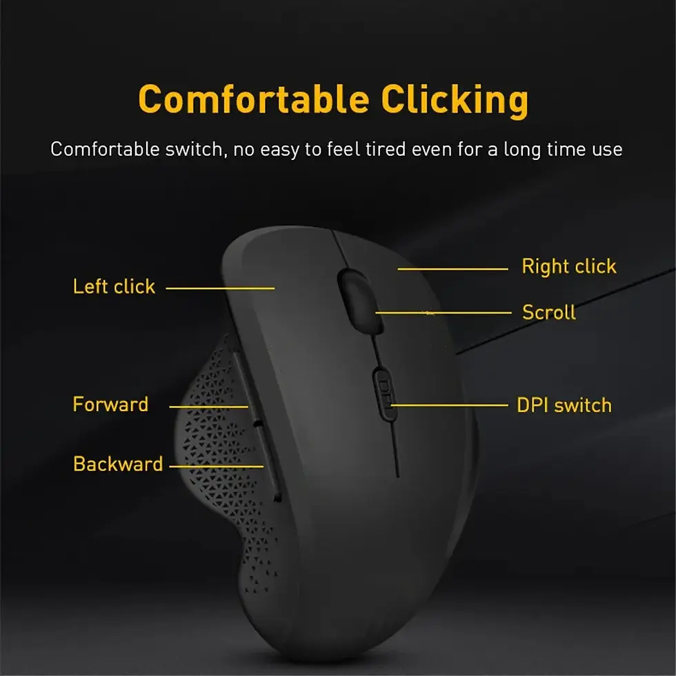 Miniatura: Wireless Ergonomic Mouse | 2.4GHz Optical 6-Button Mouse with USB Receiver – 1